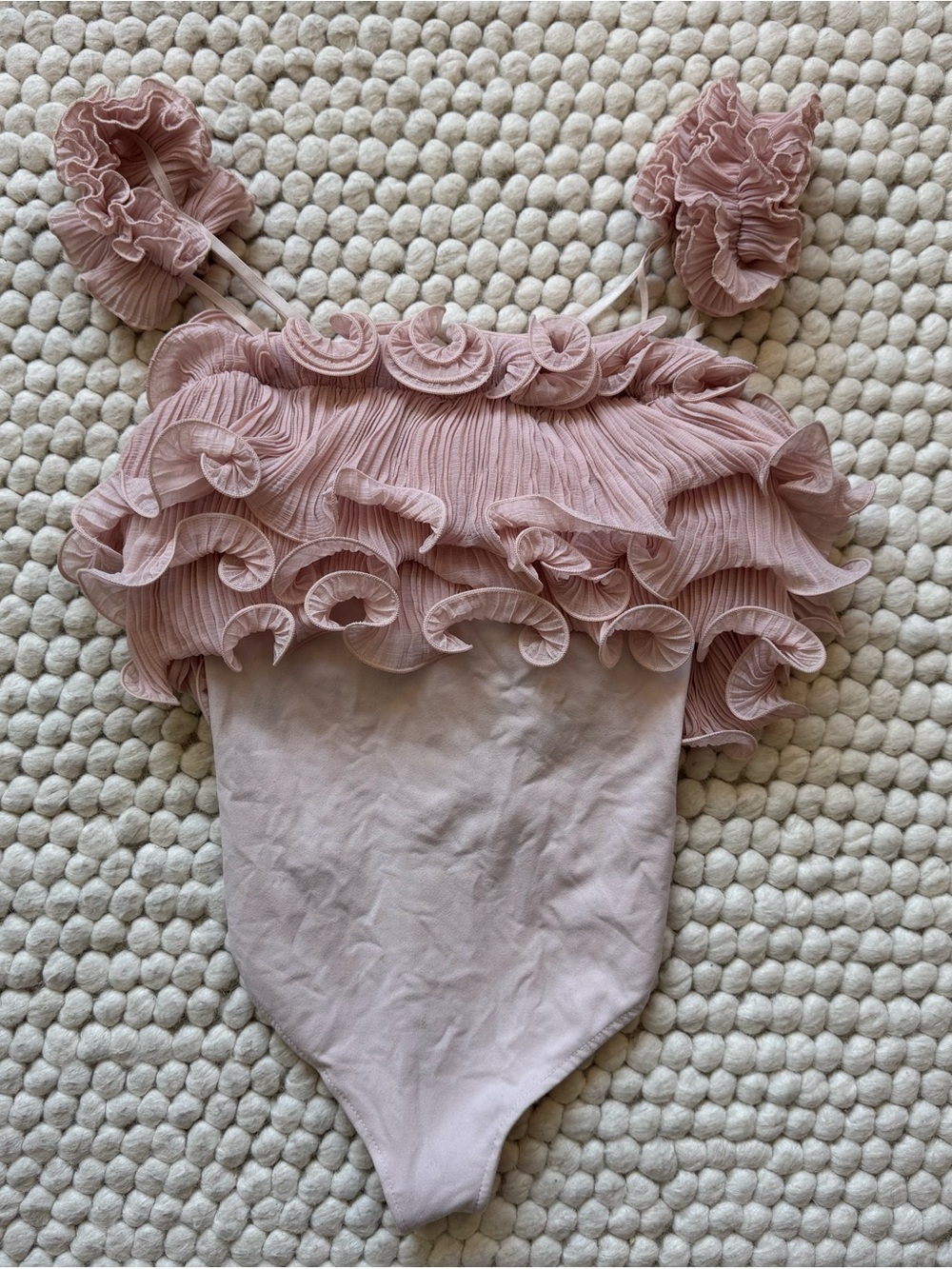 Free People Dusty Pink Ruffled Bodysuit